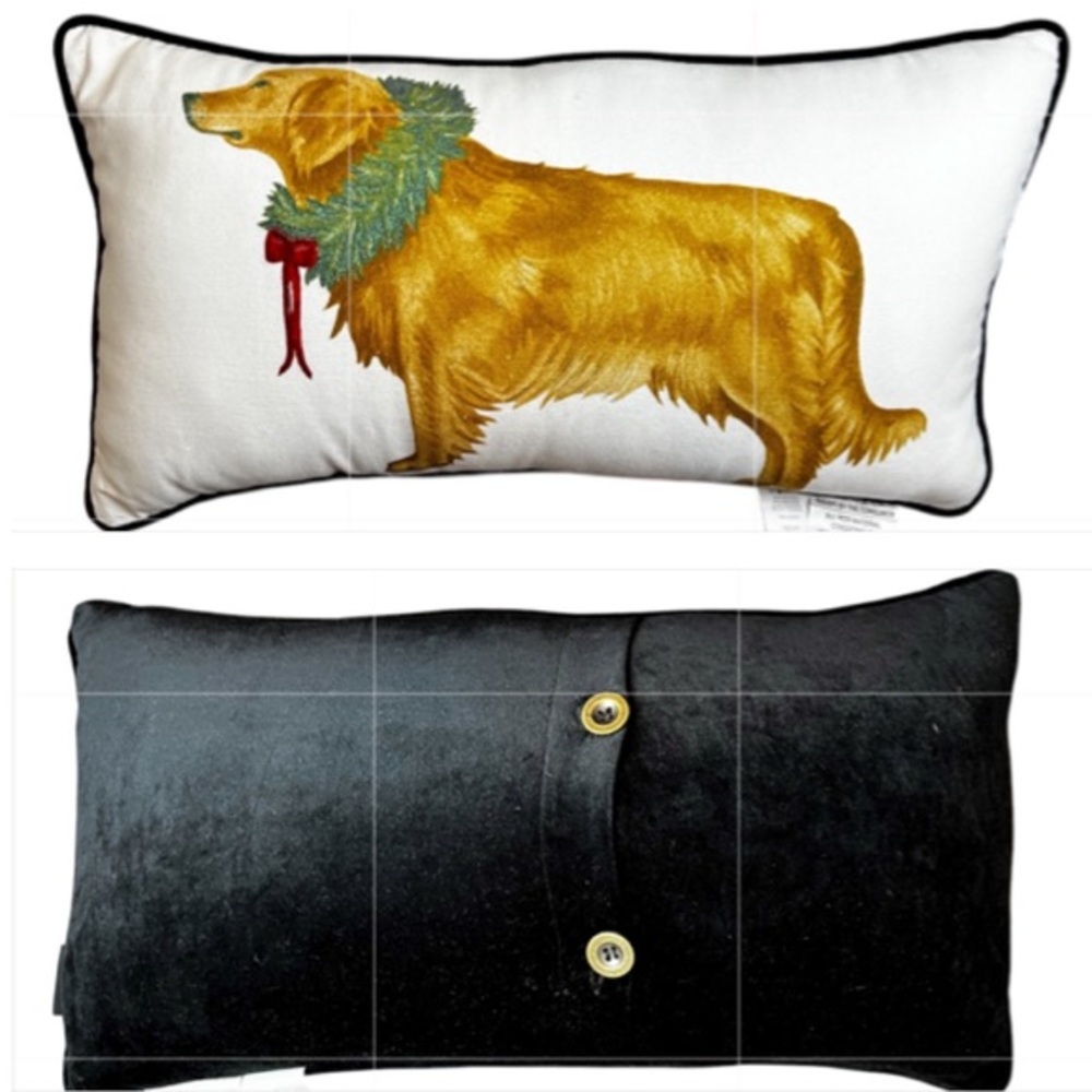 Isaac Mizrahi - ‘Golden Retriever’ Holiday Pillow 13” x 24”. NWT. Firm!